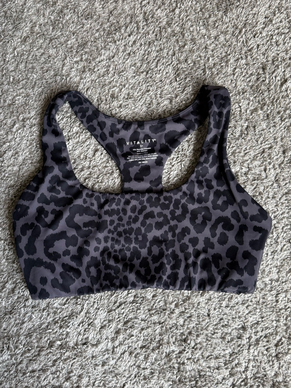 VITALITY Leopard Print Sports Bra - Black/Grey